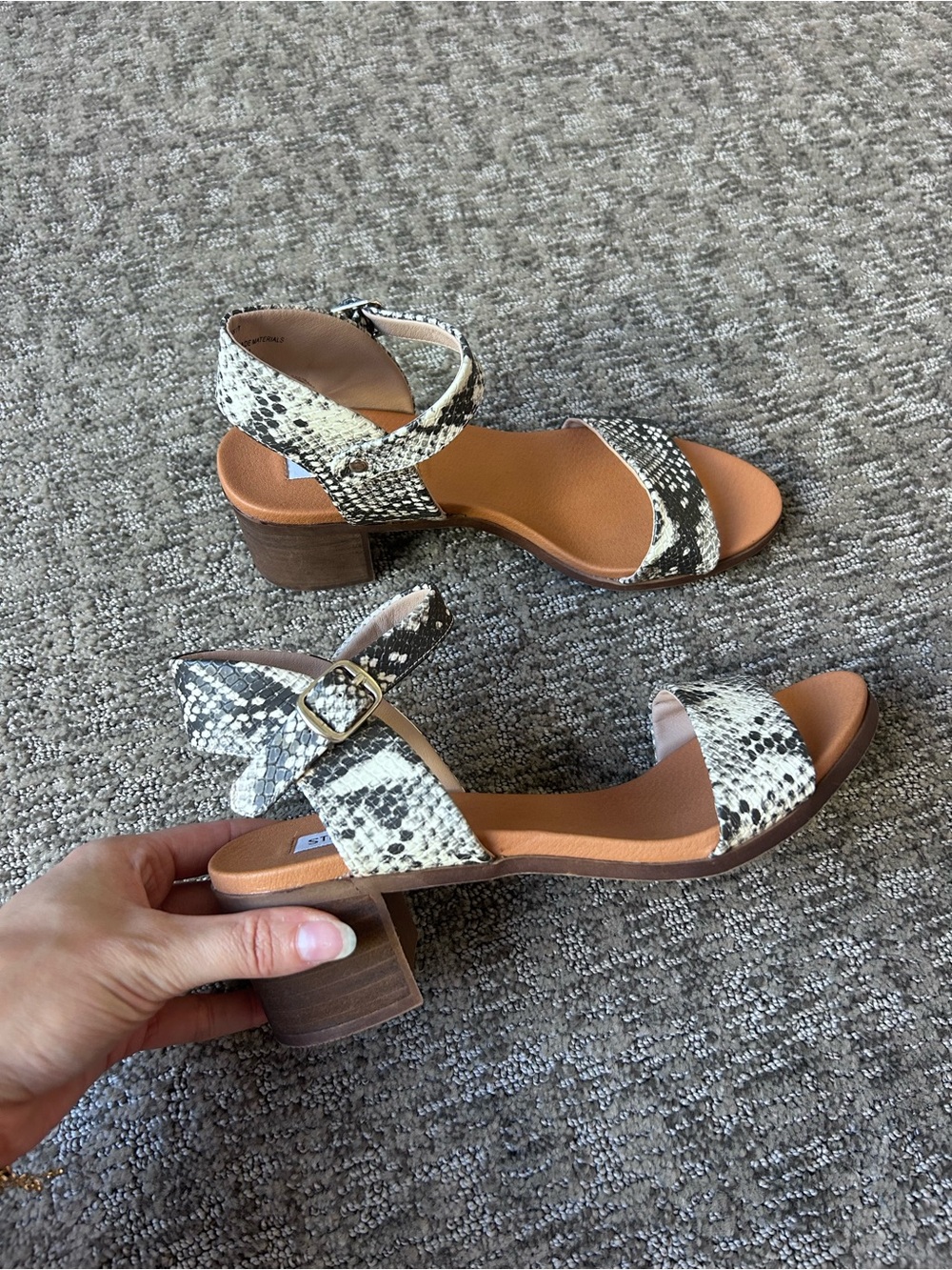Steve Madden Women’s Augustt Snakeskin Block Heel Sandals - Size 8